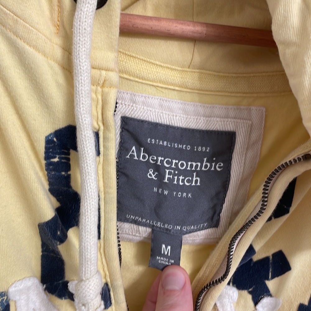 A&F men’s zip hoodie, yellow, size medium - Picture 2 of 3